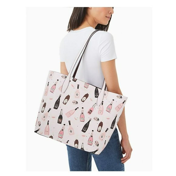 $329 Kate Spade Arch Champagne Large Reversible Tote Bag Purse - Picture 3 of 7